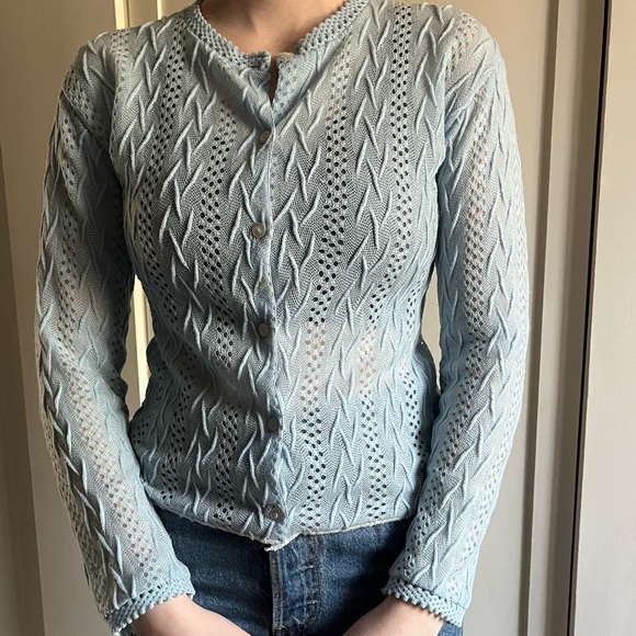Vintage blue lace cardigan - Picture 1 of 2